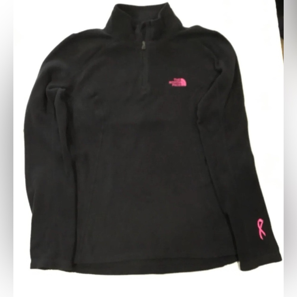 The North Face Black Fleece quarter zip with Pink Breast Cancer Awareness. L